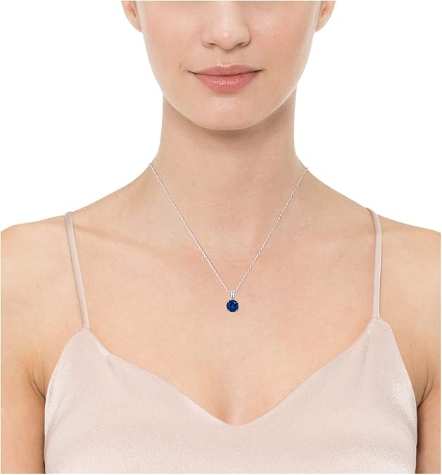 Rond Cut Sapphire Necklace | White Gold