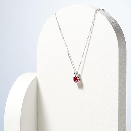 Rond Cut Ruby Necklace | White Gold