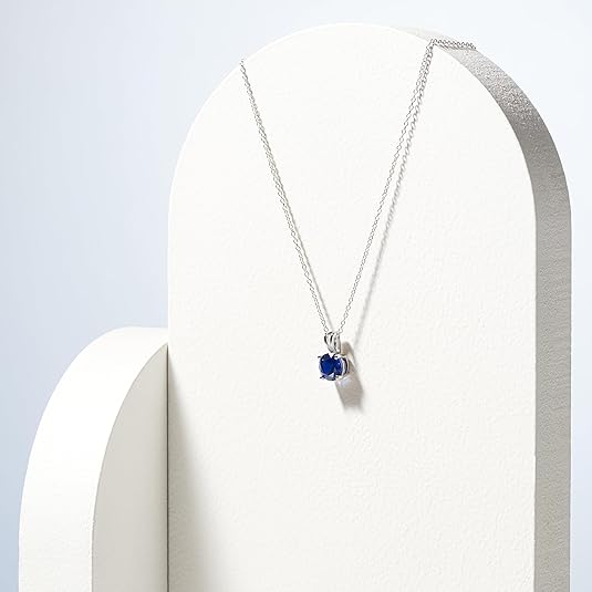 Rond Cut Sapphire Necklace | White Gold