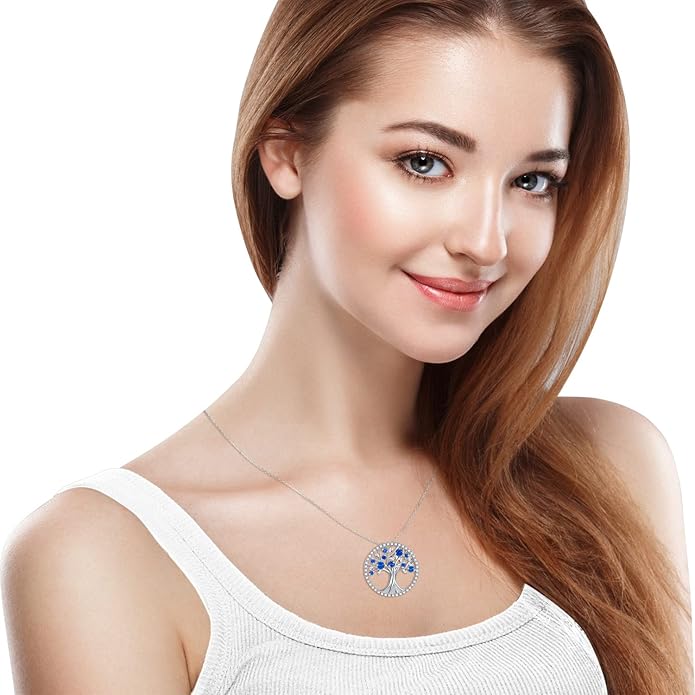 Tree of Life Saphire Necklace | White Gold