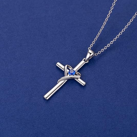Sapphiree Cross Necklace | White Gold