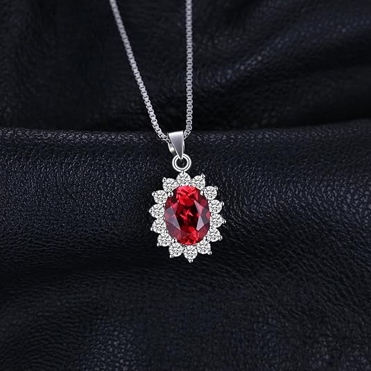 Clasic Ruby Halo Necklace | White Gold