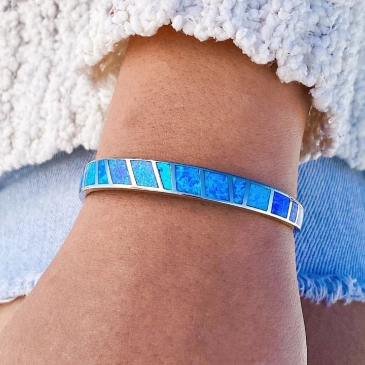 Bluee and Silver Opal Bracelet