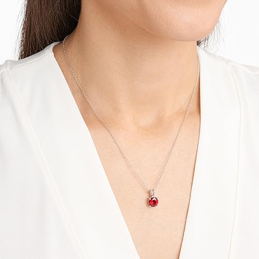 Rond Cut Ruby Necklace | White Gold