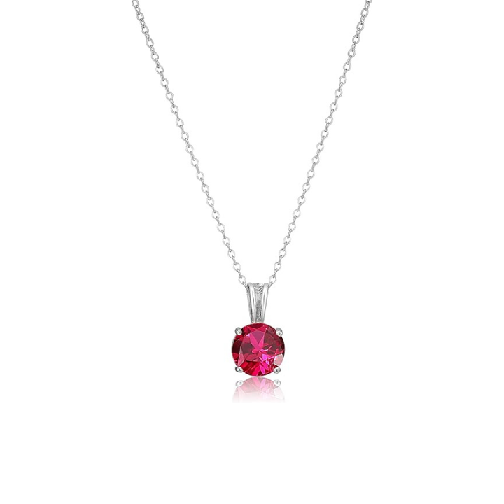 Rond Cut Ruby Necklace | White Gold