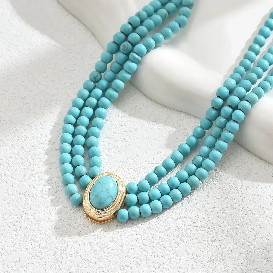 Elegant Vintage Turquoise Pearl Necklace