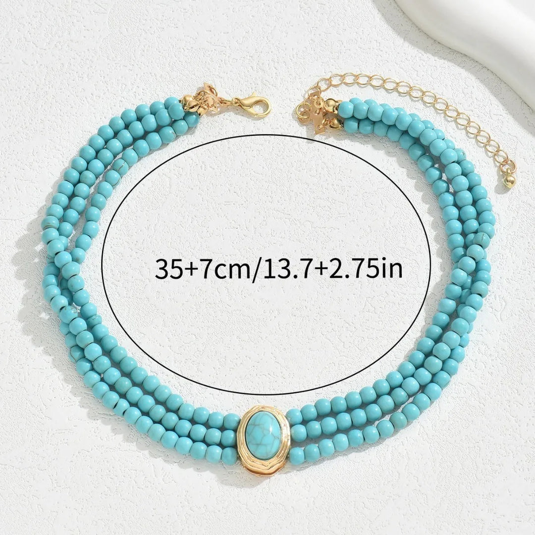 Elegant Vintage Turquoise Pearl Necklace