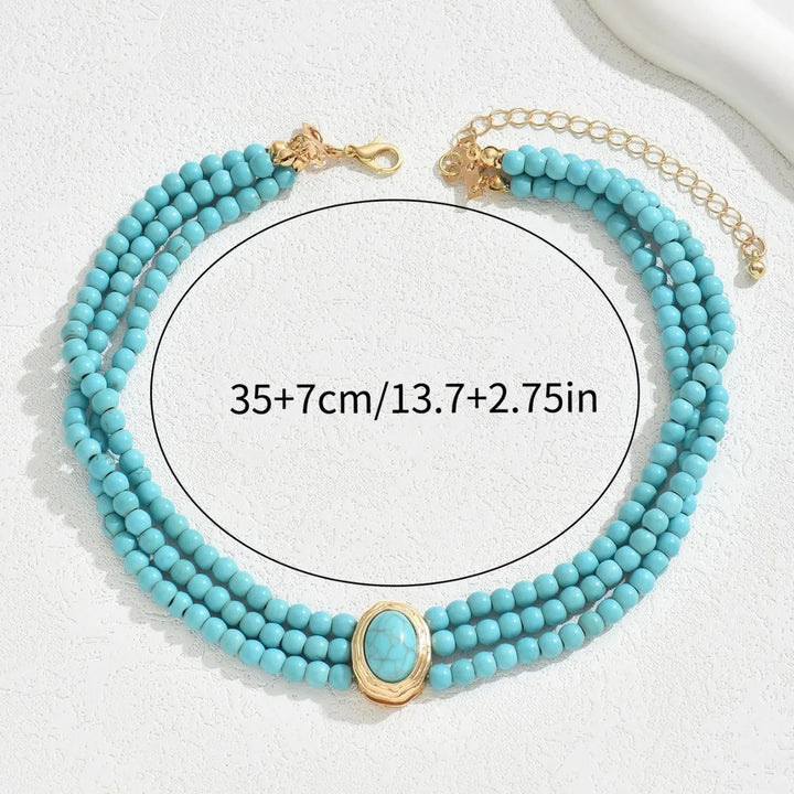 Elegant Vintage Turquoise Pearl Necklace