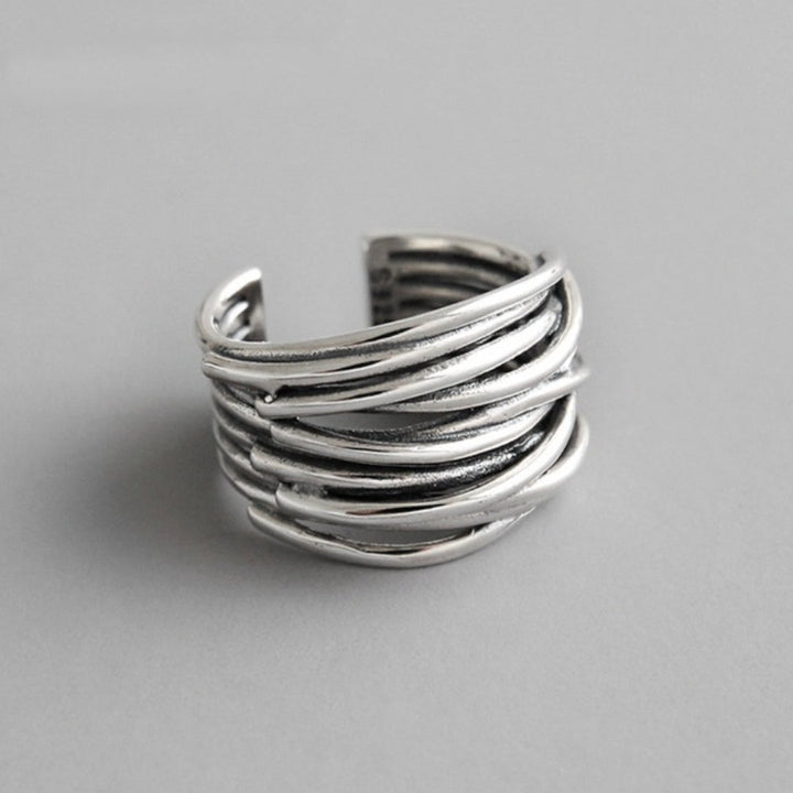 Adjustible Silver Ring with Layers