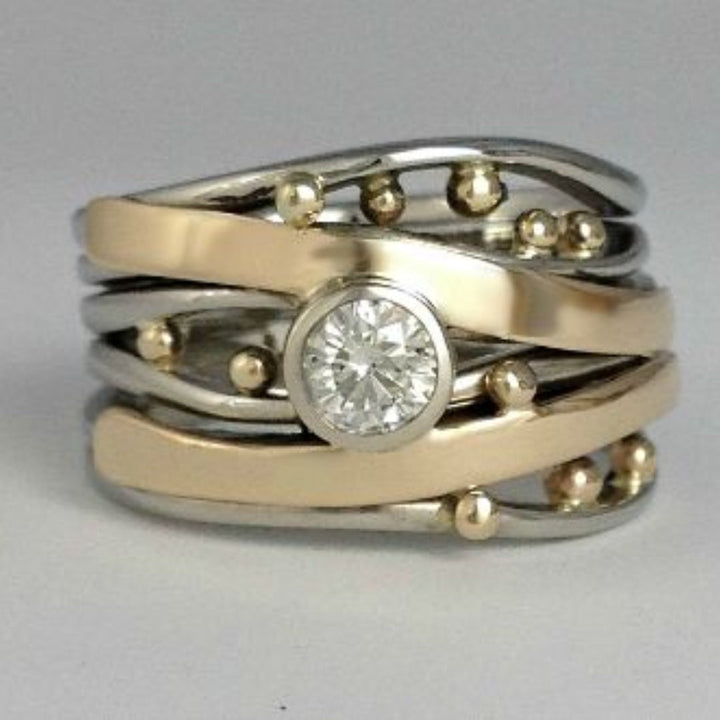 Vintaje Gold Inlaid Zirconia Ring