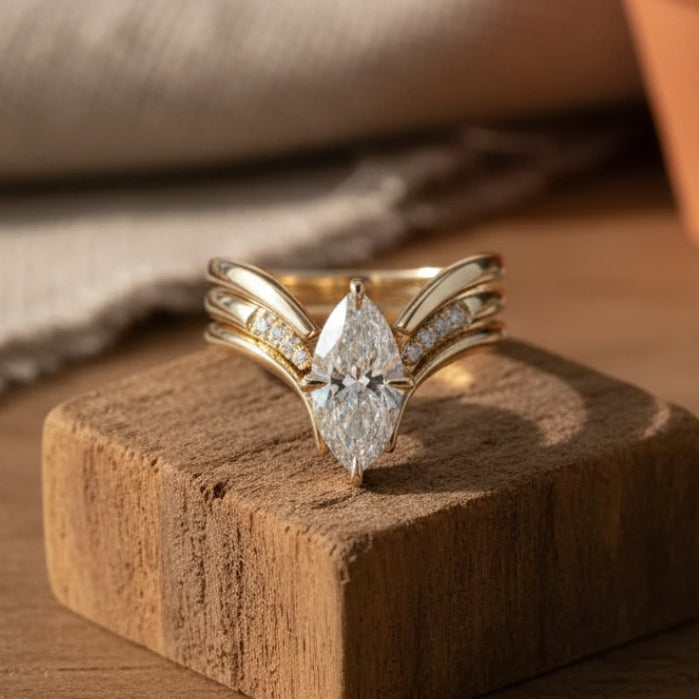 Gold Crown Drop Ring