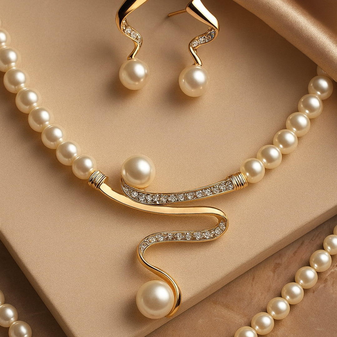 Elegant Pearl Necklace and Earring Set