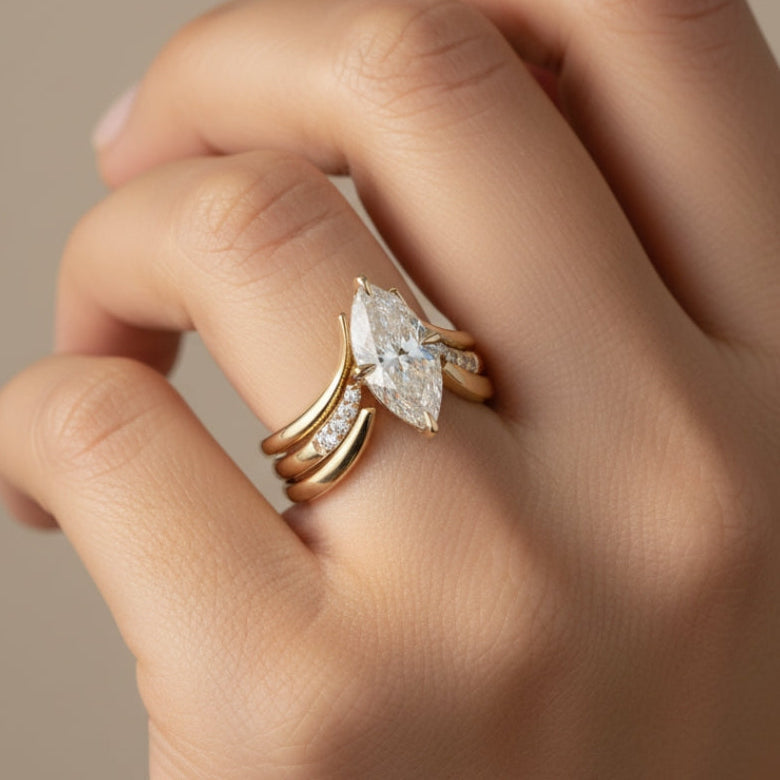 Gold Crown Drop Ring
