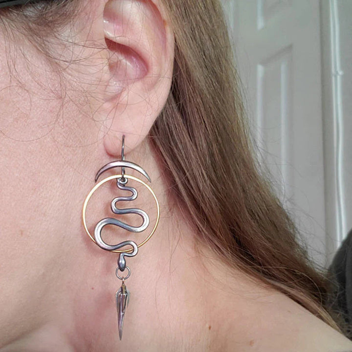 Serpentine Spiral Earrings in Irregular Geometric Design
