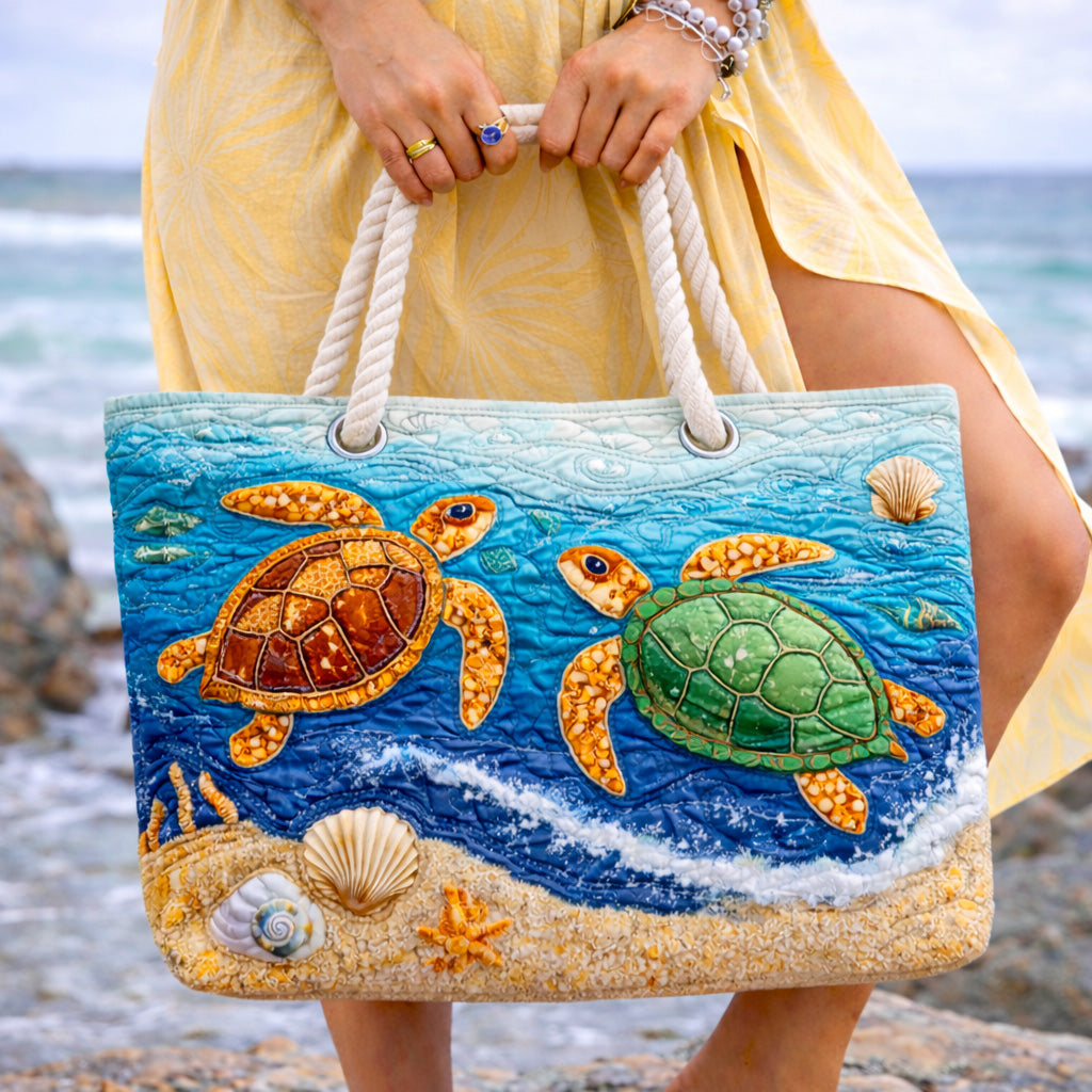 Quilted Tropical Turtle Beach Bag