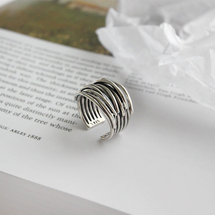 Adjustable Silvar Ring with Layers