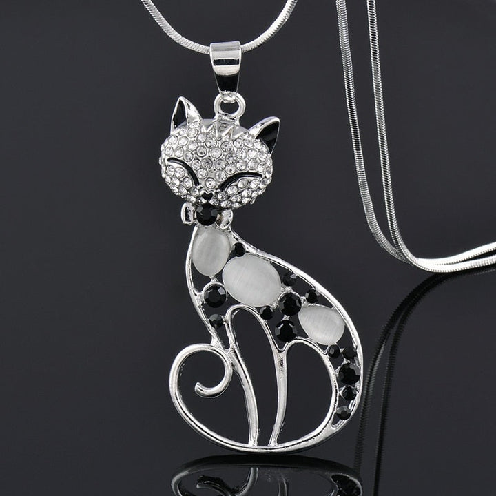 Cats of Luv Necklace in Sterling Silver and Zirconia Encrusted