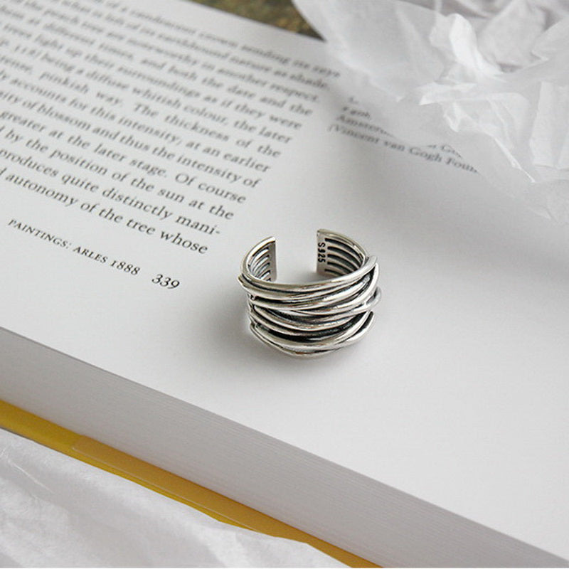 Adjustable Silvar Ring with Layers