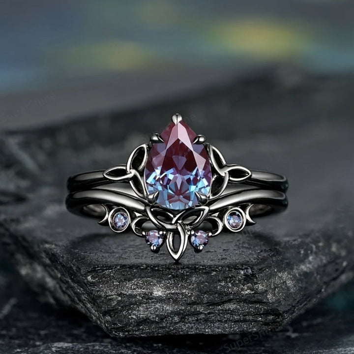 Layered Ring in Purple Stone