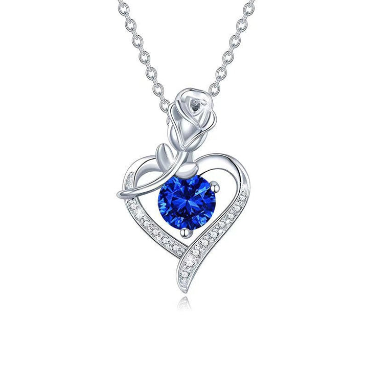 Sapphiree Rose Heart Necklace | White Gold