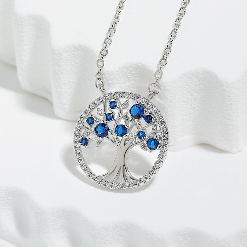 Tree of Life Saphire Necklace | White Gold