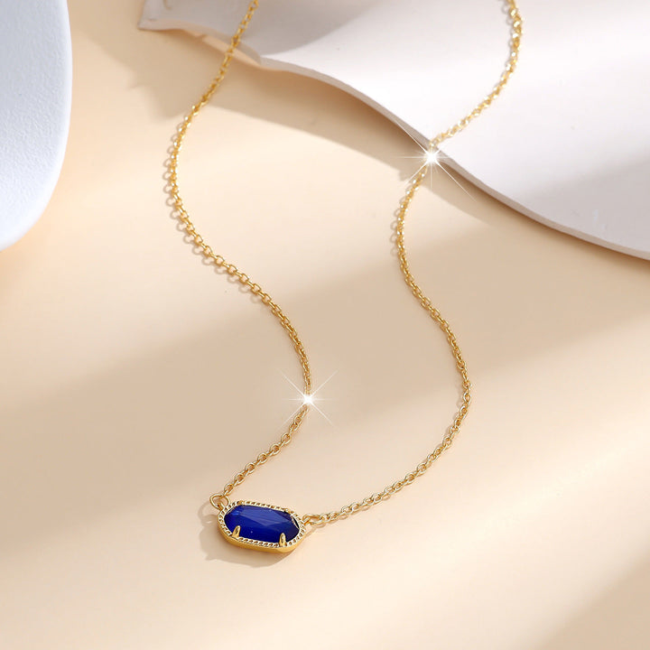Clasic Oval Sapphire Necklace | Gold