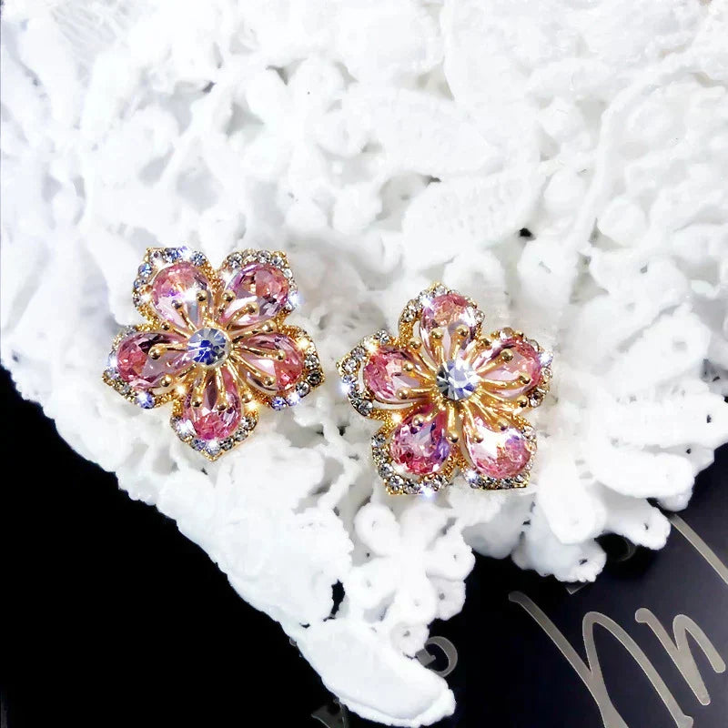 Earrings made of multicolored zirconia in silver