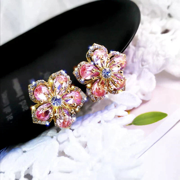 Earrings made of multicolored zirconia in silver