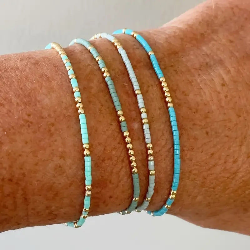 Chic Bohemian Bracelet Set with Turquoise Beads
