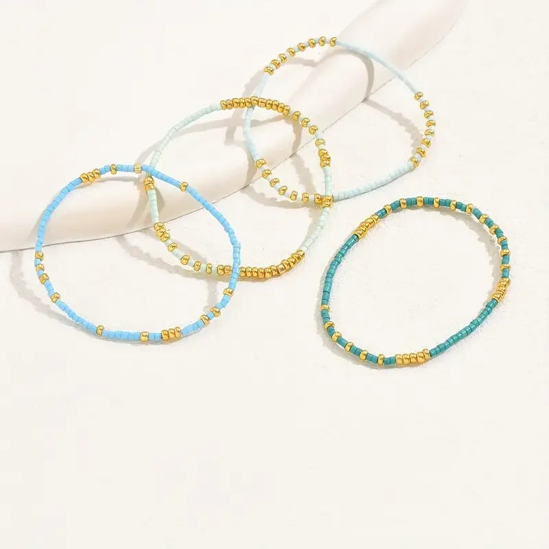 Chic Bohemian Bracelet Set with Turquoise Beads