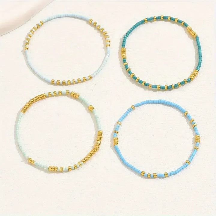 Chic Bohemian Bracelet Set with Turquoise Beads