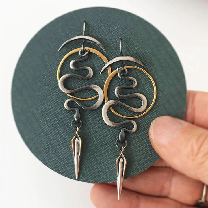 Serpentine Spiral Earrings in Irregular Geometric Design