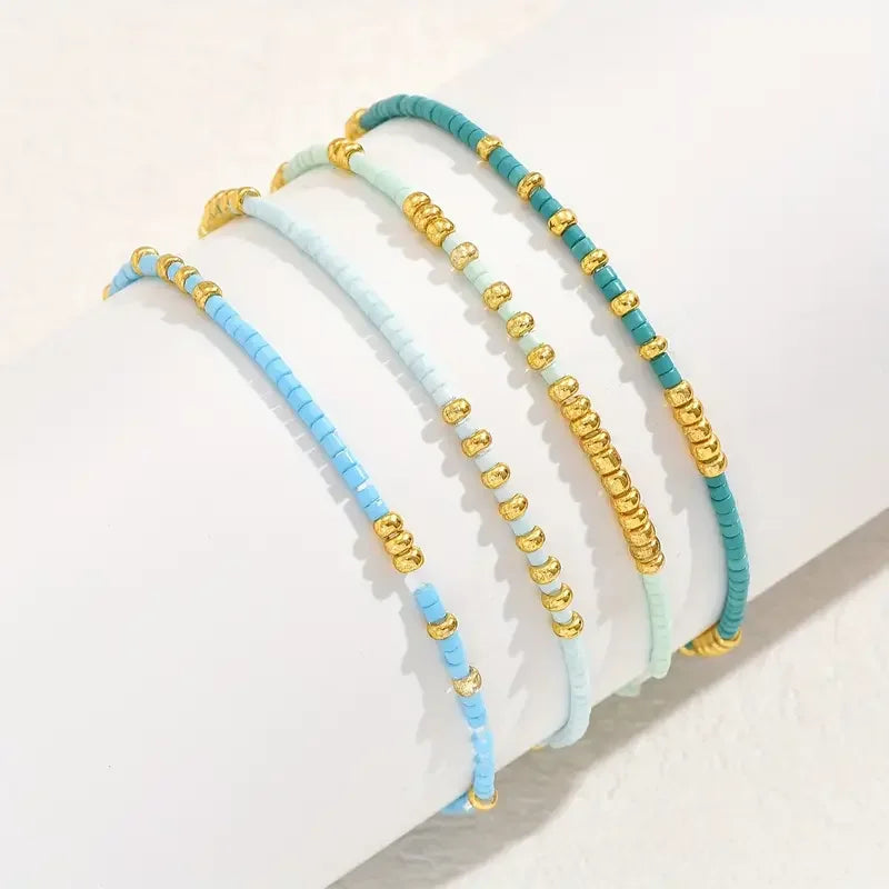 Chic Bohemian Bracelet Set with Turquoise Beads
