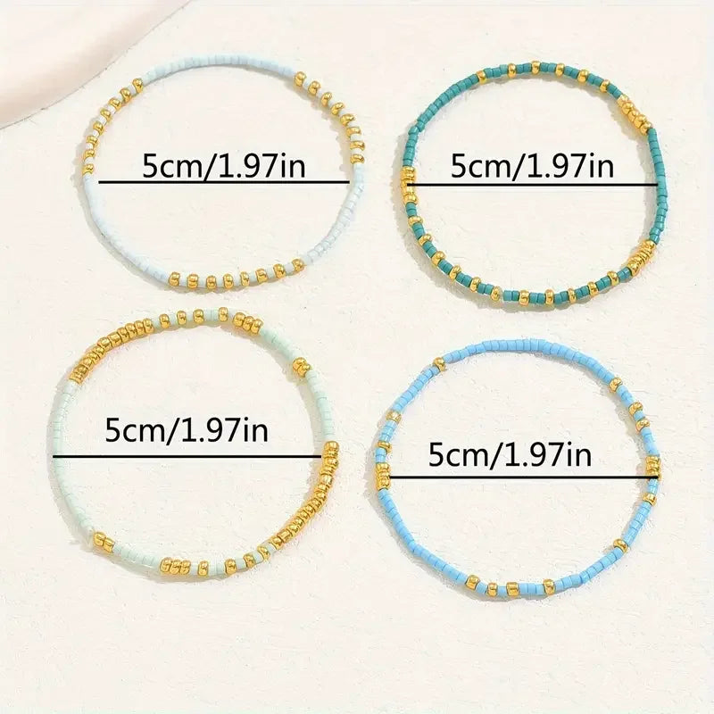 Chic Bohemian Bracelet Set with Turquoise Beads