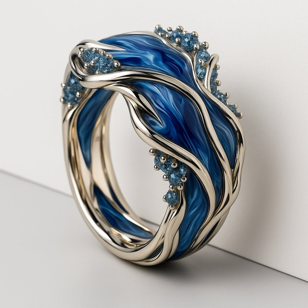 Golden Vintage Wavy Ocean Ring