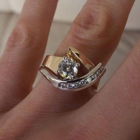 Vintaje Irregular Gold & Silver Zirconia Ring