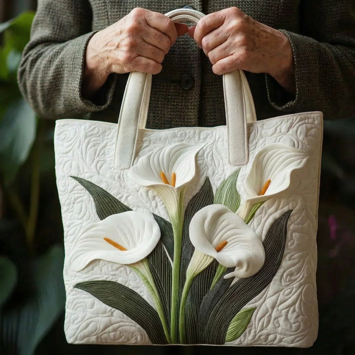 Artisan Quilted Bag - White Lilies