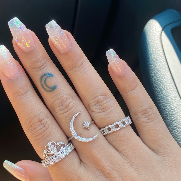 Moon and Star Ring made of Silver