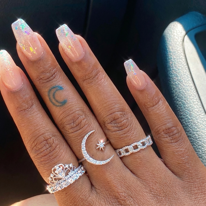 Moon and Star Ring made of Silver