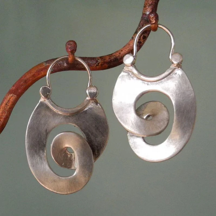 Silver Earrings in Vintage Irregular Shape