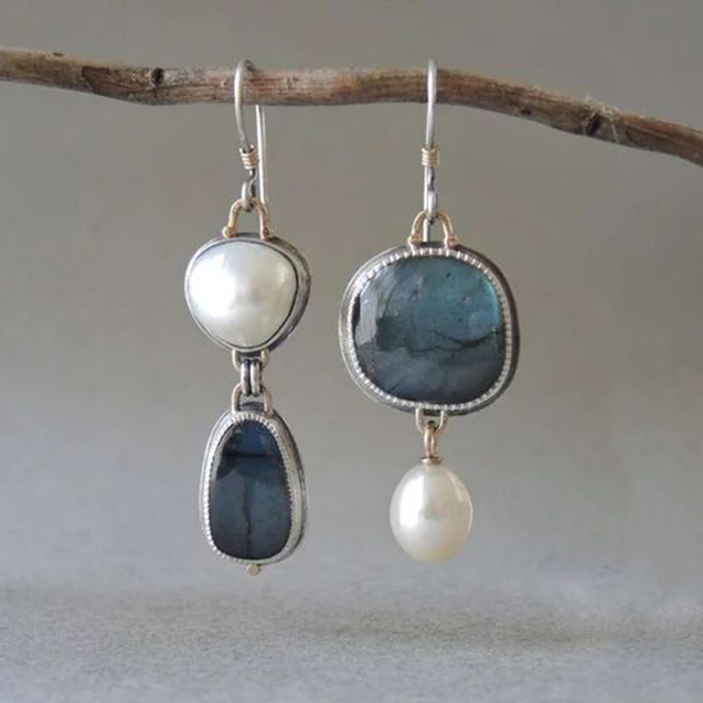 Natural Vintage Blue Stone Earrings