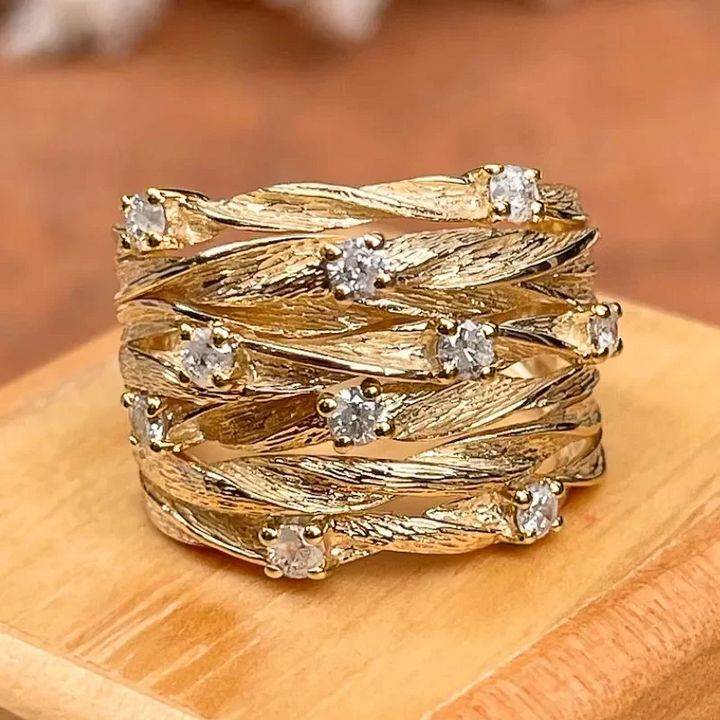 Golden Vintage Zirconia Ring
