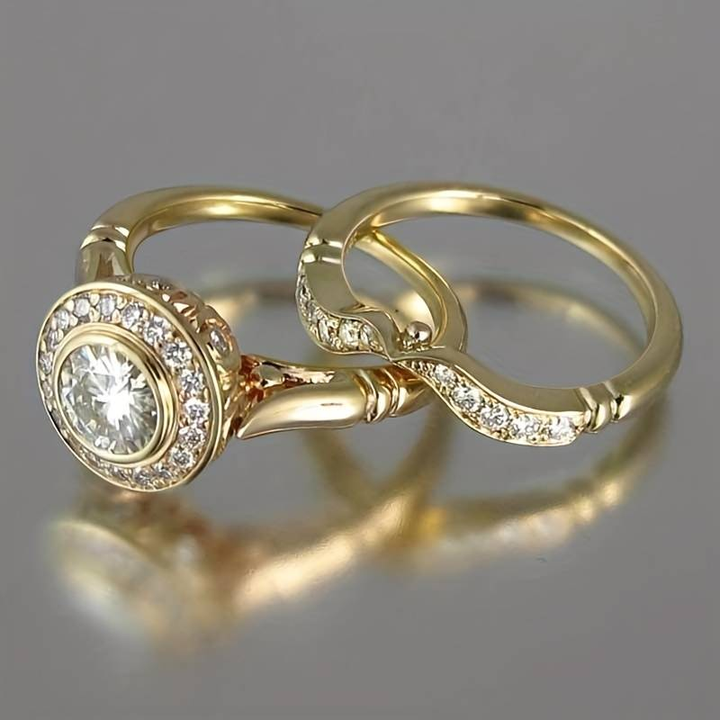 Zirconia & Gold Vintage Ring Set