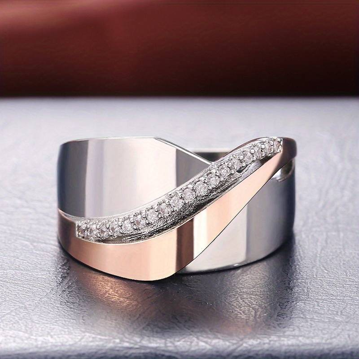 Rose Gold & Silver Vintage Zirconia Ring