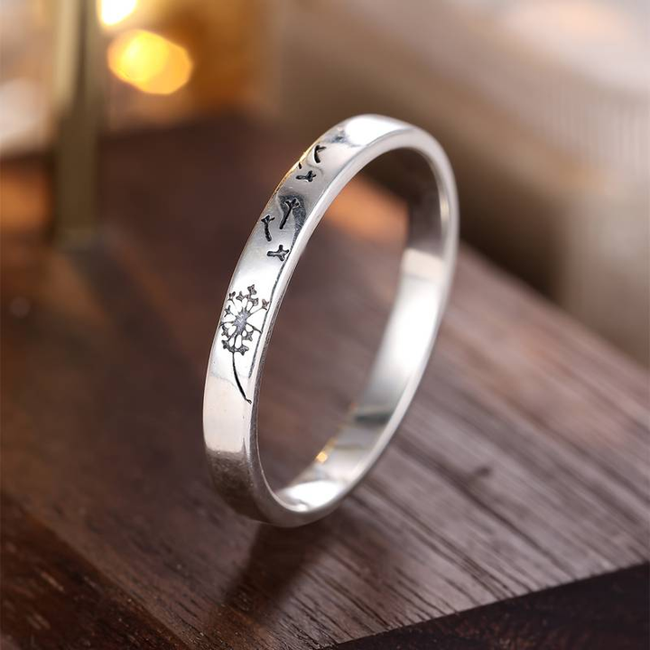 Vintaje Silver Dandelion Ring