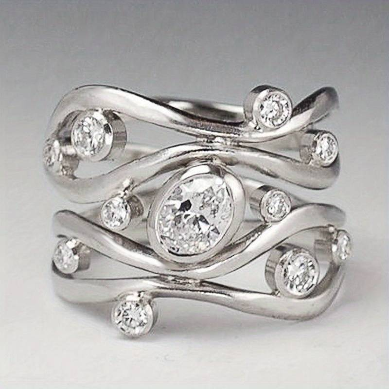 Irregular Zirconia & Silver Vintage Ring
