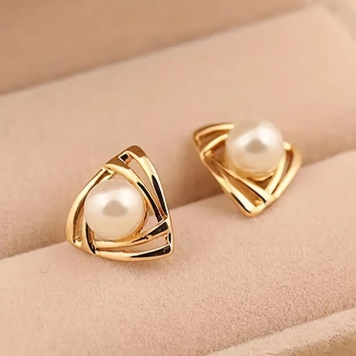 Gold and Pearl Elegant Earrings