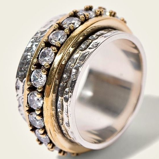 Vintaje Gold and Silver Ring with Zirconia