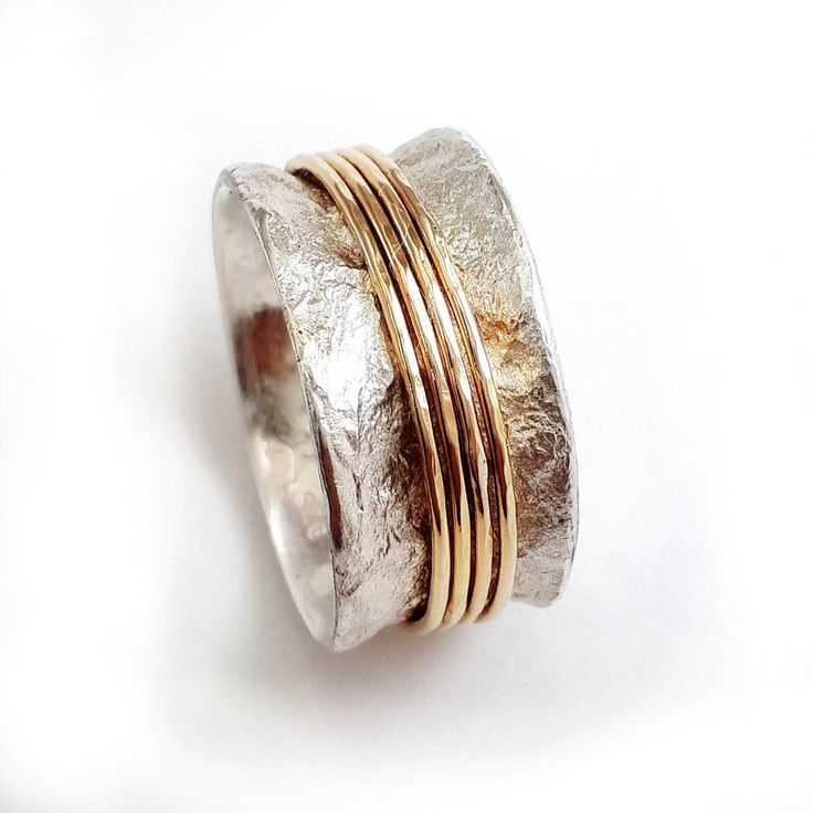 Vintage Silver Ring with Golden Thread