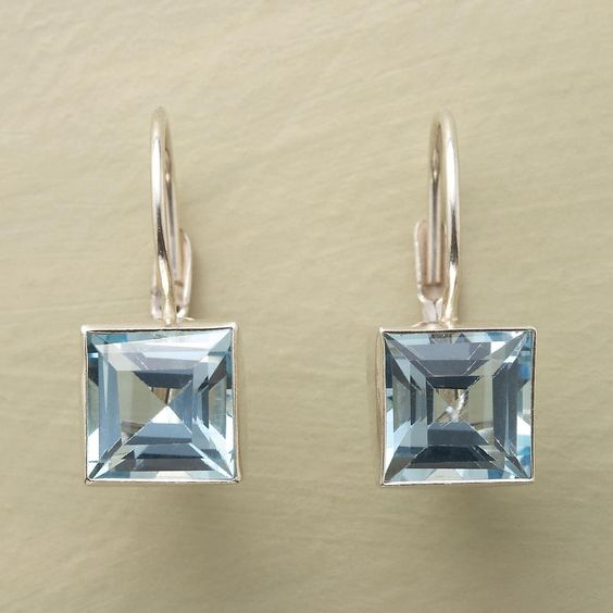 Cubic Glass Earrings in Vintage Blue